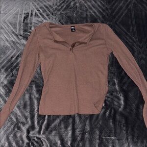 Cider Pink Fitted Long Sleeve Blouse